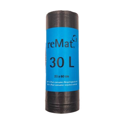 RCS-30-20 reMat® Recycling bag 30 Litre, black, 1 roll 550 x 600 mm, 20 pcs/roll